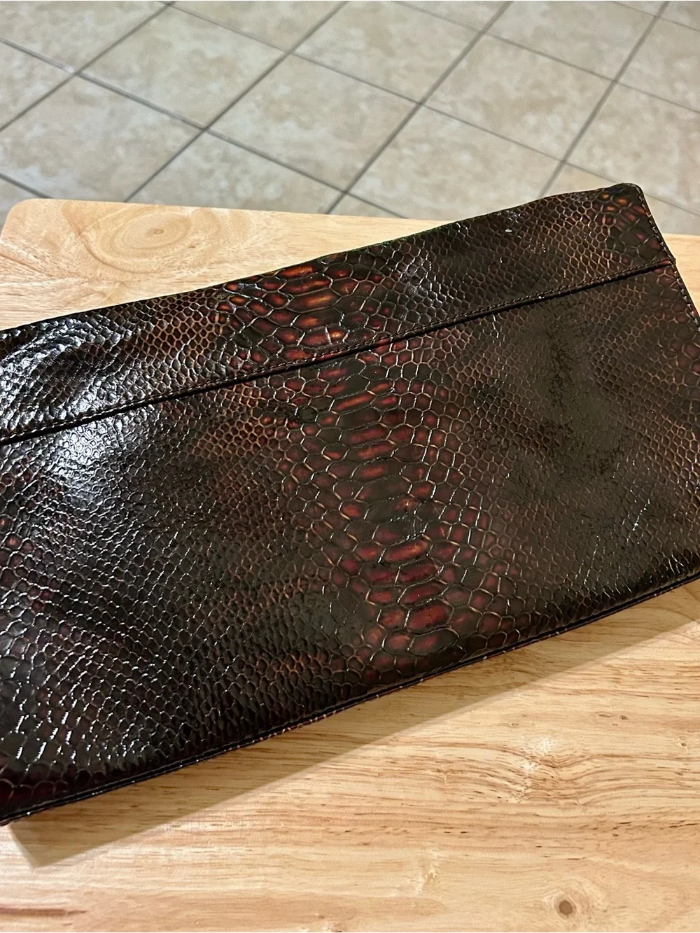 Adrienne Vittadini Signature Croc-Embossed Flap Clutch Purse
